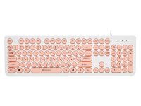 Клавиатура проводная Oklick 400MR USB белый розовый