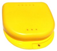 StaiNo Denture Box Slim ? Бокс пластиковый, 82*85*29 мм (желтый) 1 шт.