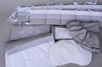 Мешок Комплект в кроватку Chepe Tenerezza/Нежность 6 пр бело-серый 71053