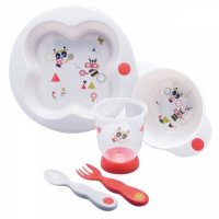Набор посуды Bebe Confort Sport (тарелка, миска, стаканчик, ложка и вилка) белый 3105203100