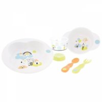 Набор посуды Bebe Confort Under the Rainbow (тарелка, миска, стаканчик, ложка и вилка) белый 3105201