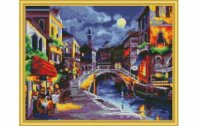Алмазная мозаика Рыжий кот Ночная Венеция AS4004