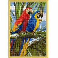 Алмазная мозаика Рыжий кот Яркие попугаи 22 х 32 см AS22014
