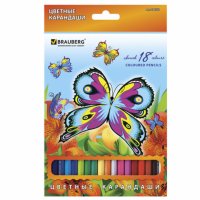 Упаковка Карандаши цветные Brauberg Wonderful butterfly 18 цветов 180550