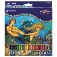 Упаковка Карандаши цветные Brauberg Морские легенды 24 цвета 180561