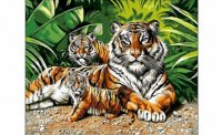 Картина по номерам Рыжий кот Тигрица и тигрята Q1158 холст