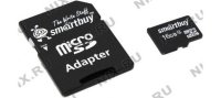  SmartBuy (SB16GBSDCL4-01) microSDHC 16Gb Class4 + microSD--)SD Adapter