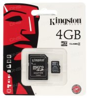   TransFlash 4Gb MicroSDHC Class 4 Kingston, SDC4/4GB(SP-ADP), , OEM