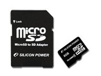 - Silicon Power  Micro SDHC Class 4+SD adapter 8 GB