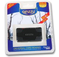  CardReader (AII in 1) USB 2.0 Ginzzu + HUB 3 port, Black (GR-417UB)