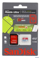   MicroSDHC 16Gb SanDisk Ultra Class10 + SD Adapter + Memory Zone Android App