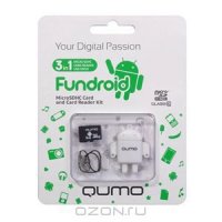 QUMO microSDHC Class 10 16GB + /USB  Fundroid, White