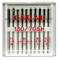 Игла для бытовых швейных машин Organ комбинированные 10 шт. 70-100 130/705H