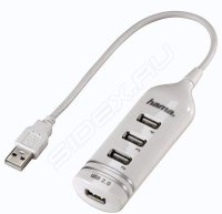 Концентратор USB Hama H-53240 4 порта USB2.0 активный белый