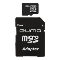 Qumo MicroSDHC 4GB Class 6 + SD adapter Прозрачный