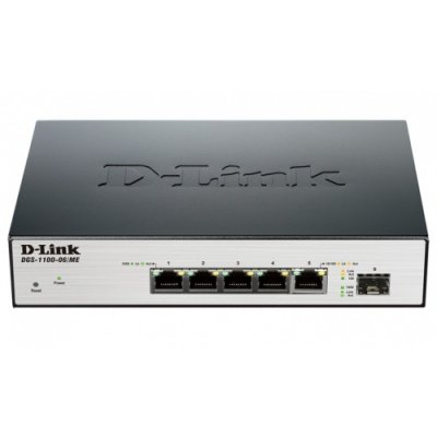 Коммутатор D-Link Switch DGS-1100-06/ME/A1B 5 ports Switch Ethernet 10/100/1000 Mbps/+ 1 port SFP