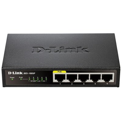 Коммутатор D-Link DES-1005P/A1A 5-Port 10/100Mbps with 1 PoE