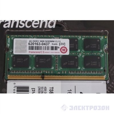 Transcend TS512MSK64V6N   SODIMM DDR3 4GB PC3-12800 1600MHz 204pin CL11 1.5 