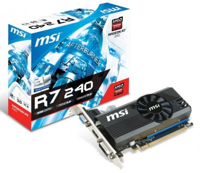 MSI R7 240 2GD3 LP  PCI-E AMD Radeon R7 240 2GB GDDR3 128bit 28nm 780/1800MHz DVI(HDCP)/HD