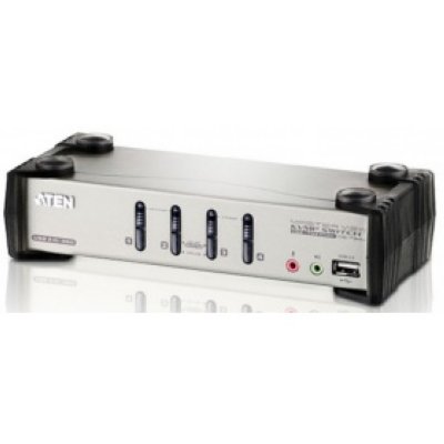Переключатель KVM Aten CS1734B KVM+Audio+USB 2.0, 1 user USB+VGA =) 4 cpu PS2/USB+VGA, со шнурами US