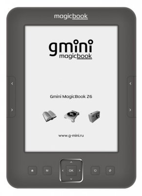   Gmini MagicBook Z6 Black (6", mono, 800x600,4Gb,FB2/TXT/DJVU/ePUB/PDF/HTML/DOC/MP3