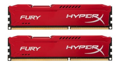 Модуль памяти Kingston HyperX Fury Red Series PC3-12800 DIMM DDR3 1600MHz CL10 - 16Gb KIT (2x8Gb) HX