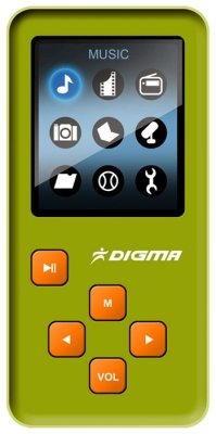 4Gb  Digma Q2 green 18" 260K TFT//AVI/WMA/WAV/Tetris/TF slot/15H mp3