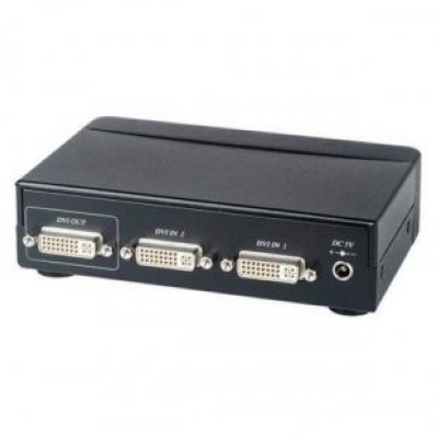 SC&T DS02A Коммутатор DVI- и стерео аудиосигналов, 2 входа (2 х DVI-I, 2 х TRS 3.5 мм), 1 выход (1