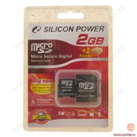 2Gb   microSD (T-Flash) Silicon Power (SP002GBSDT000V30) + 2 Adapt