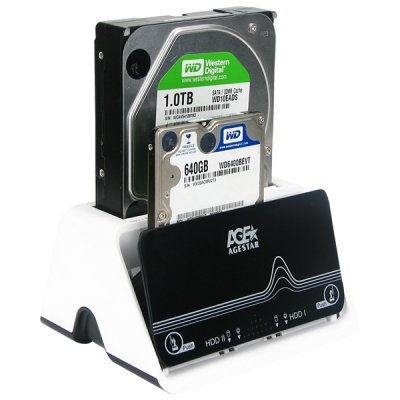    HDD AgeStar SCBT5 Docking Station 2x2,5"/3,5" SATA HDD/SSD USB2.0+eSATA, , 