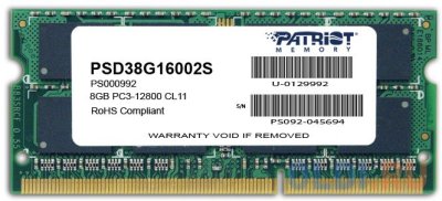   SO-DIMM DDR-III 8Gb 1600Mhz PC-12800 Patriot (PSD38G16002S)