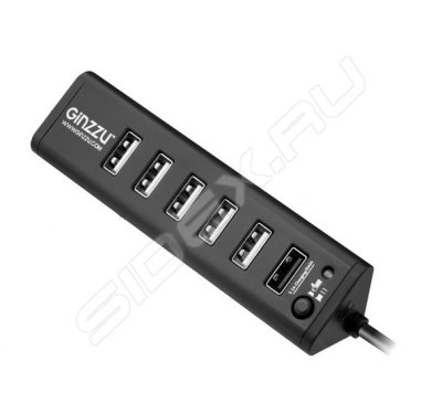  USB 3.0/2.0 Ginzzu GR-315UB, 7  (1xUSB3.0+6xUSB2.0)