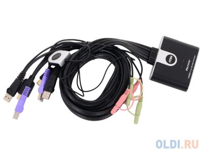 Переключатель KVM ATEN (CS692-AT) KVM+Audio, 1 user USB+HDMI =) 2 cpu USB+HDMI, со встр.шнурами USB+