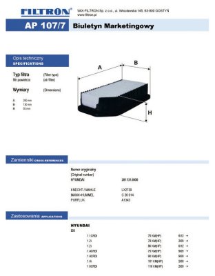 FILTRON   AP 107/7 SOUL/HYUNDAI i20 1.2-1.6 09-)