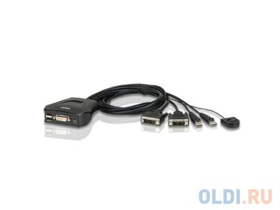 Переключатель KVM ATEN CS22D-AT 2-port, мини, USB, встроенные кабели 0,9 м