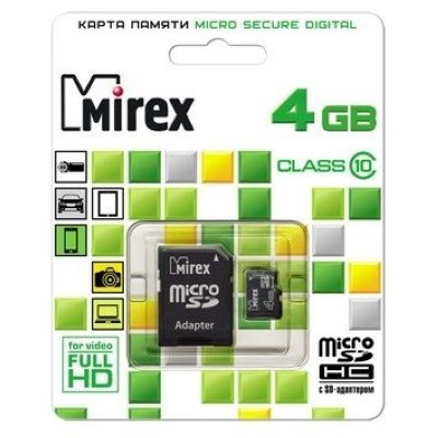   Mirex microSDHC Class 10 4GB + SD adapter