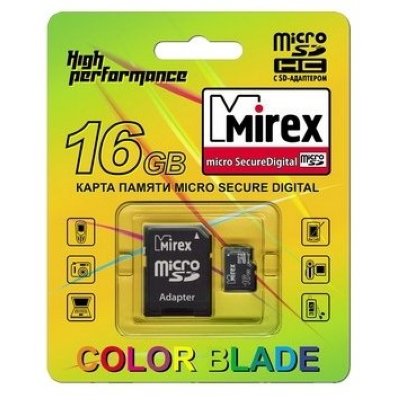   Mirex microSDHC Class 4 16GB + SD adapter