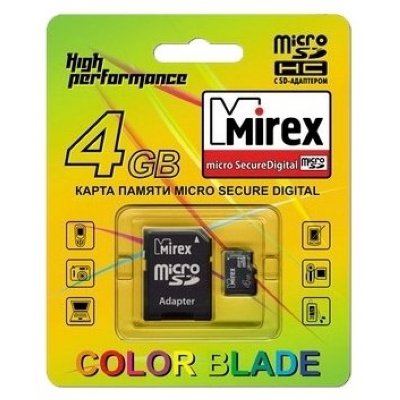   Mirex microSDHC Class 4 4GB + SD adapter