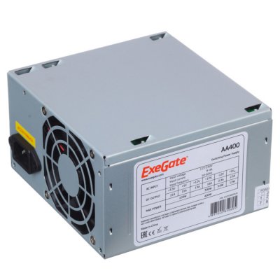 Exegate EX253682RUS   400W Exegate AA400, ATX, 8cm fan, 24+4pin, 2*SATA, 1*IDE