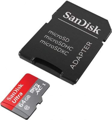   MicroSD 64Gb SanDisk Ultra (SDSQUNC-064G-GN6MA) Class 10 microSDXC + 