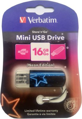 USB Flash  16Gb Verbatim Mini Neon Blue (49395)