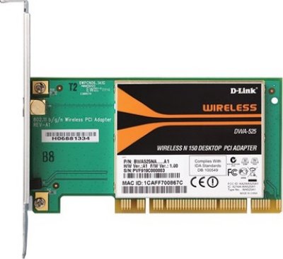  D-Link (DWA-525 OEM) Wireless N 150 Desktop PCI Adapter (802.11b/g/n)