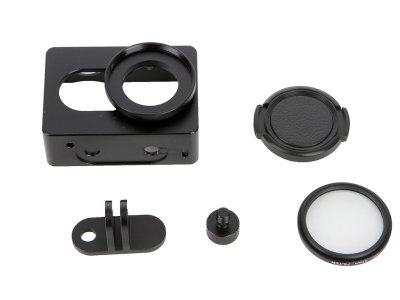  Apres Aluminum Case+UV Lens for Xiaomi Yi Camera Black