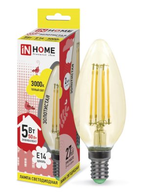 IN HOME LED--deco 5W 3000K 230V 450Lm E14 Gold 4690612007182