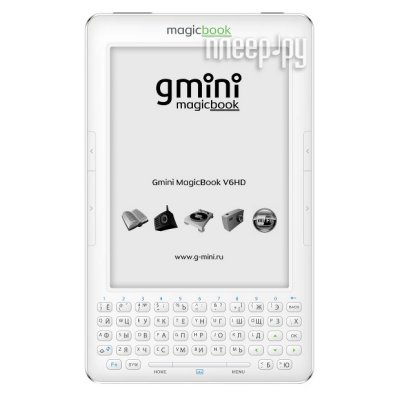  A6" Gmini MagicBook V6HD White ( mono,1024x768,4Gb,FB2/TXT/DJVU/ePUB/PDF/HTML/DOC/M