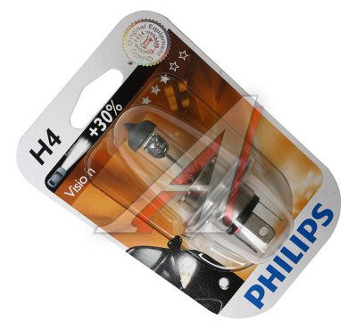     Philips H4 12V- 60/55W (P43t) (+30% ) Vision (Premium), 1 .,