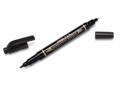  Pentel Pen Twin Tip New 0.3-0.6/0.8-1.2mm Black N75W-A