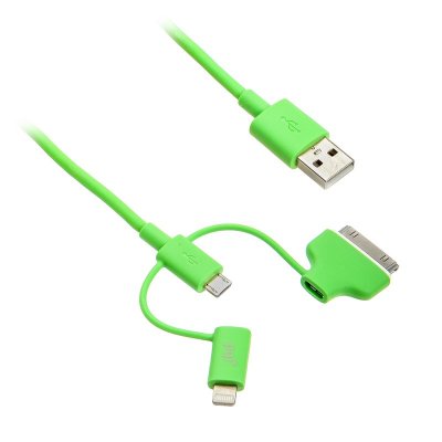  PQI Multi Plug USB to Lightning/MicroUSB/30 pin M 90cm  iPhone/iPad/iPod Green PQI-iCAB