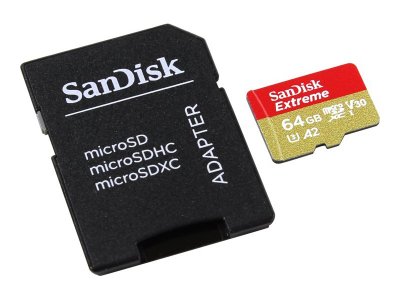  64Gb - SanDisk Extreme Micro Secure Digital XC - Class 10 UHS-3 SDSQXA2-064G-GN6AA  