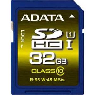 - A-data  ASDH32GUI1CL10-R 32 GB SDHC, R: 95 MB/c / W: 45 MB/c, Class 10, ret, 1 .